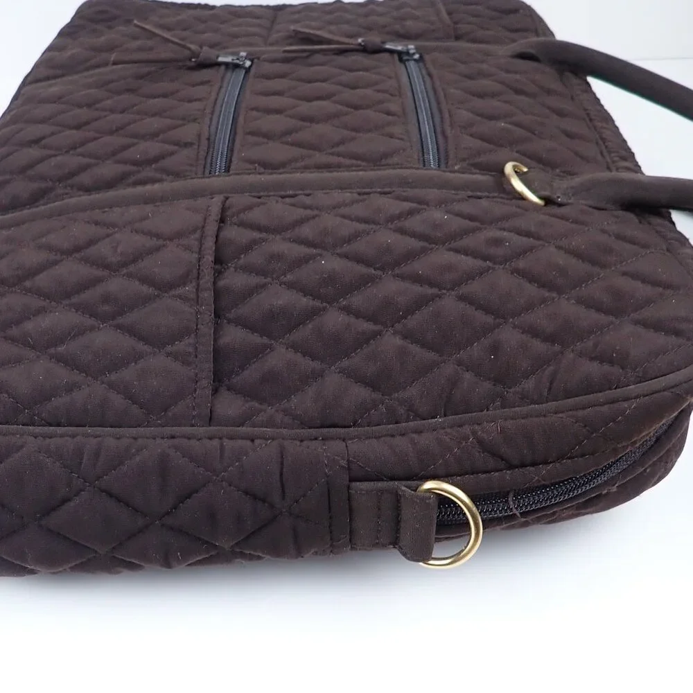 Vera Bradley Brown Quilted Laptop Bag Briefcase Travel